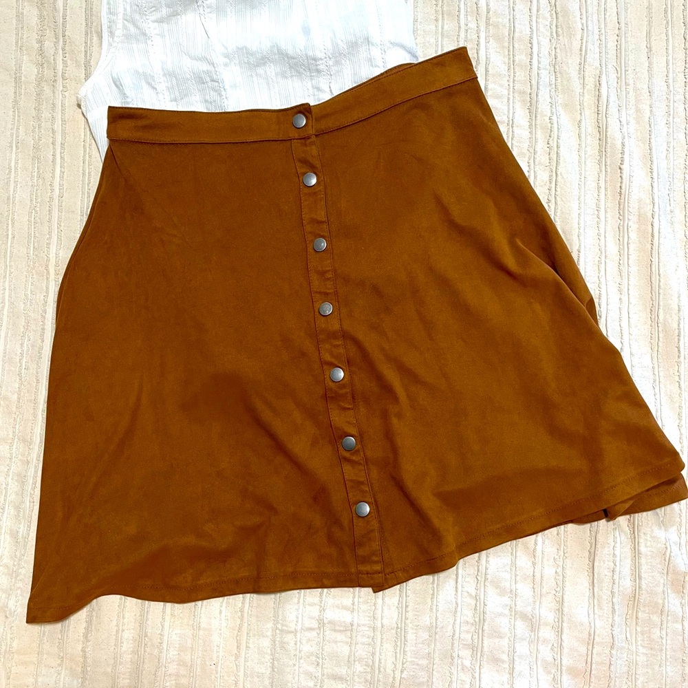 Rue21 Faux Suede Button Up Skirt, Size Large
